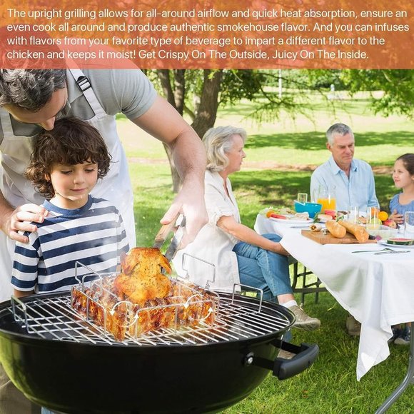 Barbecue BBQ Tools Stainless Steel Chicken Rib Rosting Stand Rack - Picture 7 of 8